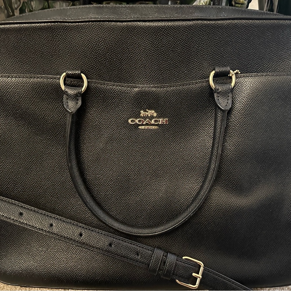 Coach Black Leather Briefcase:Laptop Bag - Picture 2 of 4